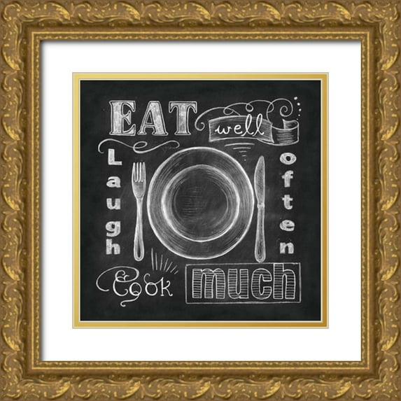 Knold, Donna 12x12 Gold Ornate Wood Framed with Double Matting Museum Art Print Titled - Kitchen Chalk I
