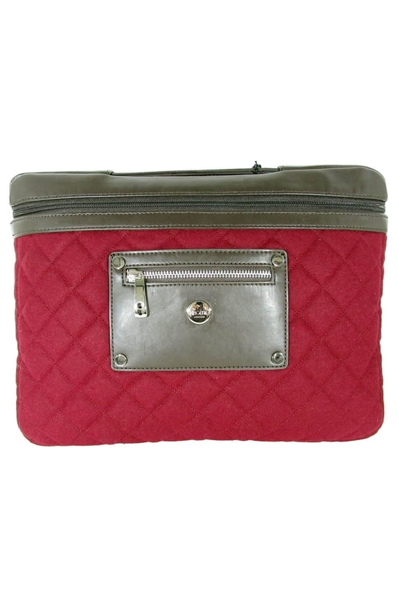 London Womens Slim Small Quilted Felt 13-14" Laptop Sleeve Bag, Berry