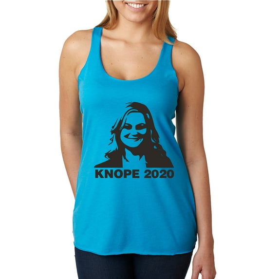 Knope 2020 Parks and Recreation Pop Tri-Blend Racerback Tank Top, Vintage Turquoise, Medium