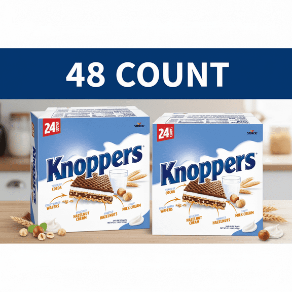 Knoppers Hazelnut Wafer Chocolate Candy, 48 ct
