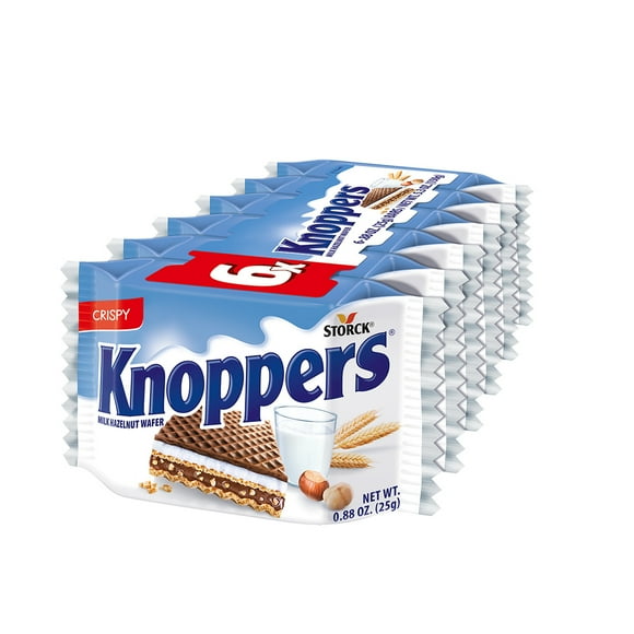 Knoppers Milk Hazelnut Wafer Candy Bar, Share Size 6 Count Pack, 5.3 oz