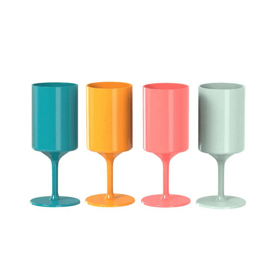 Knork Eco Stems, Outdoor Wine Glass, 4 Piece Set, Multi Colored (Mint, Orange, Coral, Teal)