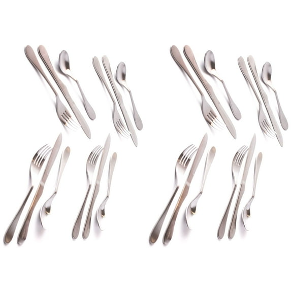 Knork Lite Stainless Steel, 24 Piece Set (custom service for 8), Matte brushed finish