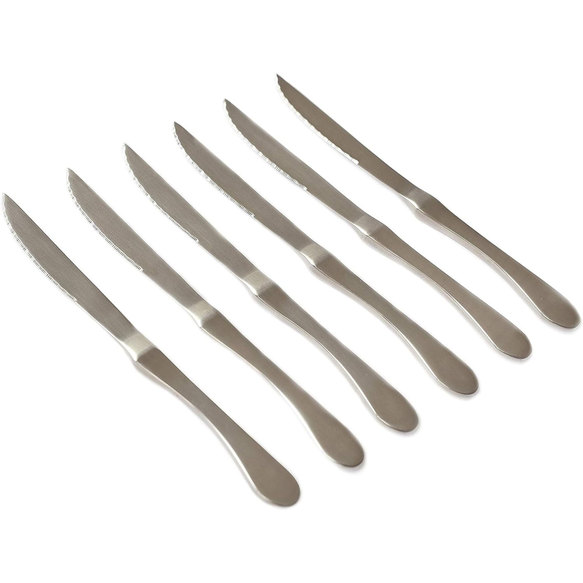 Knork  Original 6-Piece Stainless Steel Serrated Dinner Knives, Matte - Silver