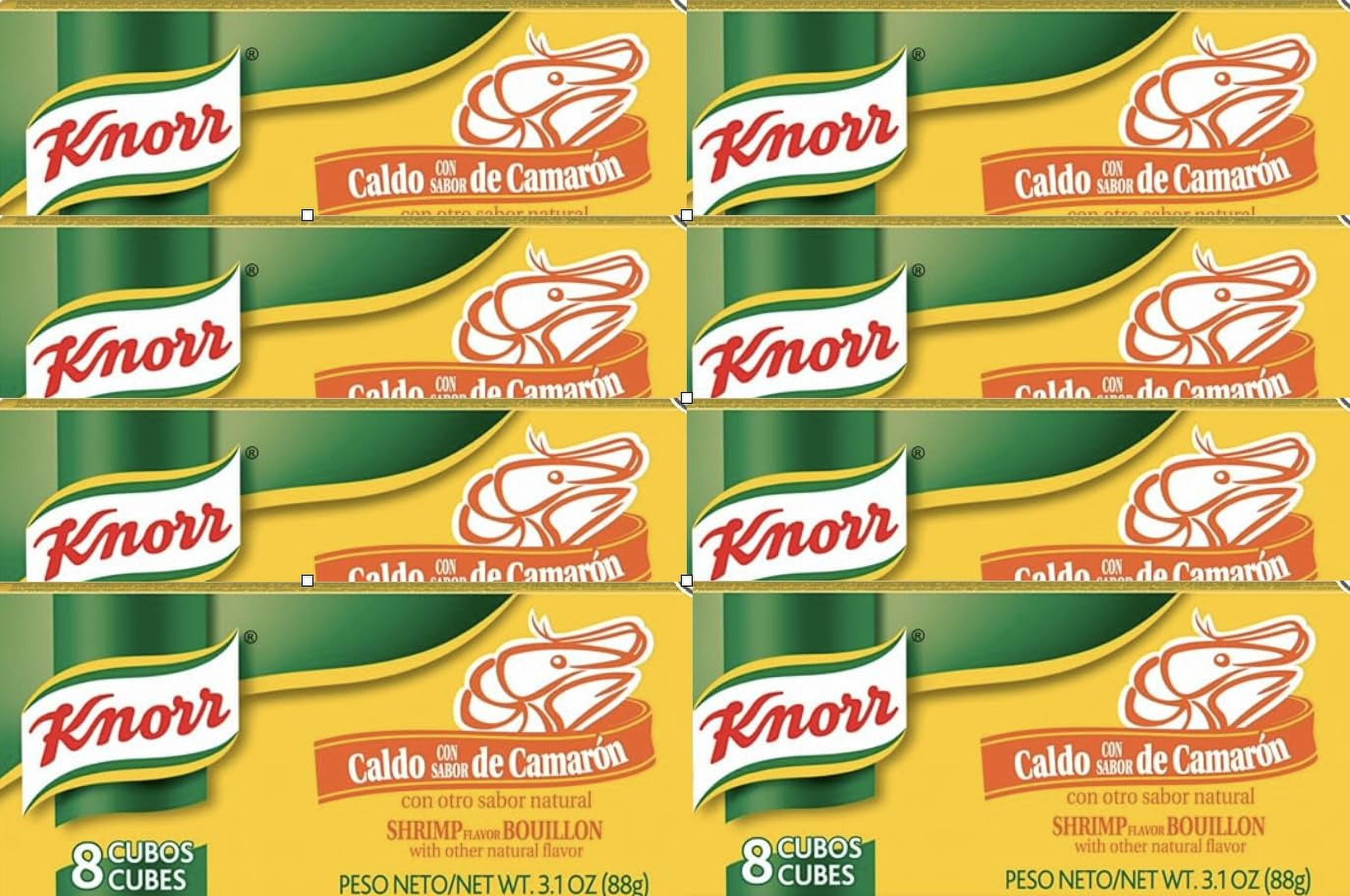 Knorr Bouillon Cubes, Shrimp 3.1 Oz 8 Boxes With 8 Cubes Per Box