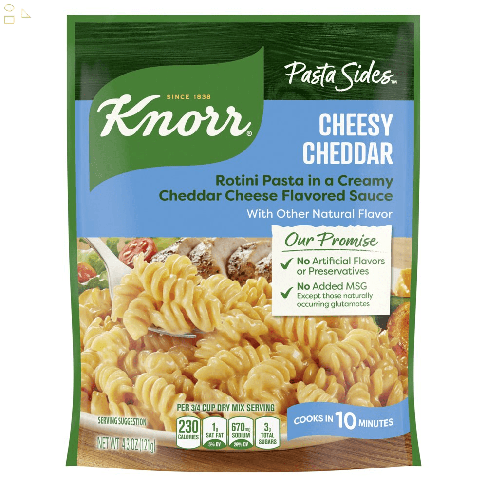 Knorr Cheesy Cheddar Rotini, Pasta Sides Cooks in 10 Minutes, No Artificial Flavors, No