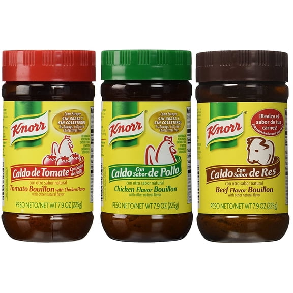 Knorr Chicken Bouillon Granulated, Beef Bouillon, Tomato Bouillon With Chicken Flavor, 3 X 7.9 Oz, Bundle