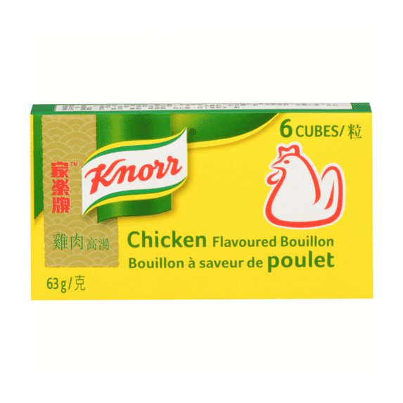 Knorr Chicken Flavoured Bouillon Cubes, 63g/2.2 oz., Solid Soup Stock, Shelf-Stable, Contains Soy