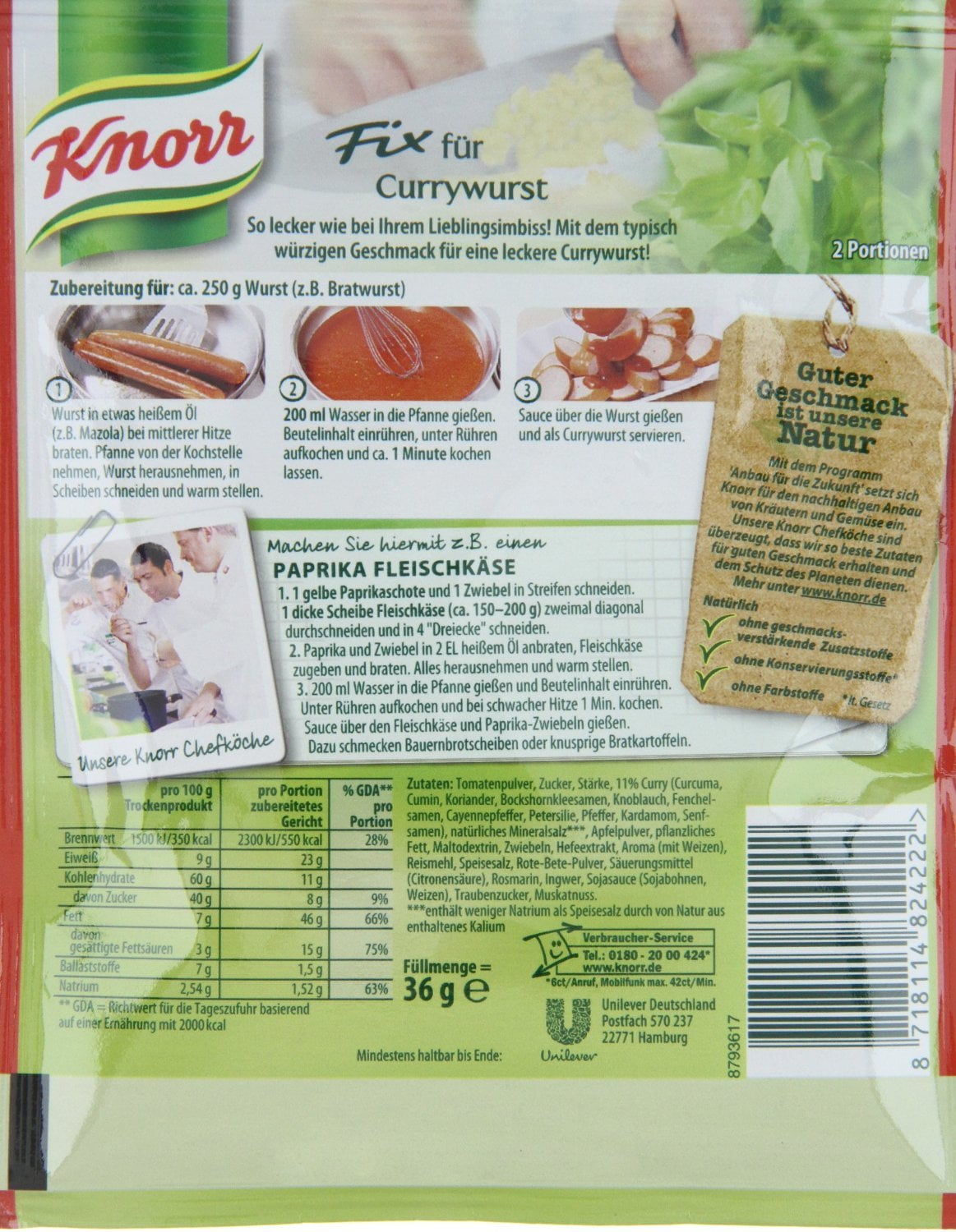 Knorr Fix curried sausage (Currywurst) (Pack of 4)