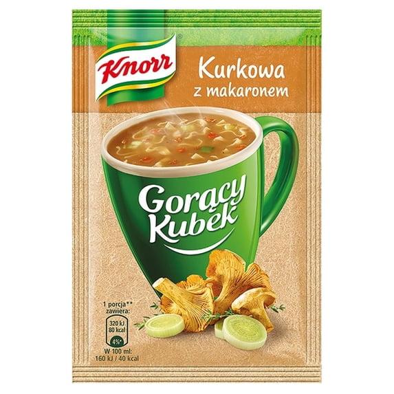 Knorr Goracy Kubek Kurkowa z Makaronem Instant Chanterelle Mushroom Soup with Pasta Mix 13g Bag (5-Pack)