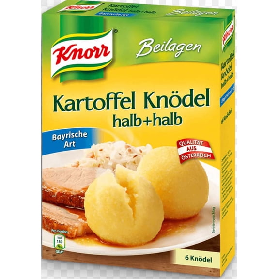 Knorr Kartoffel Knoedel Halb + Halb Bayrische Art 150g (6 Potato and Bread Dumplings, 3 Servings)