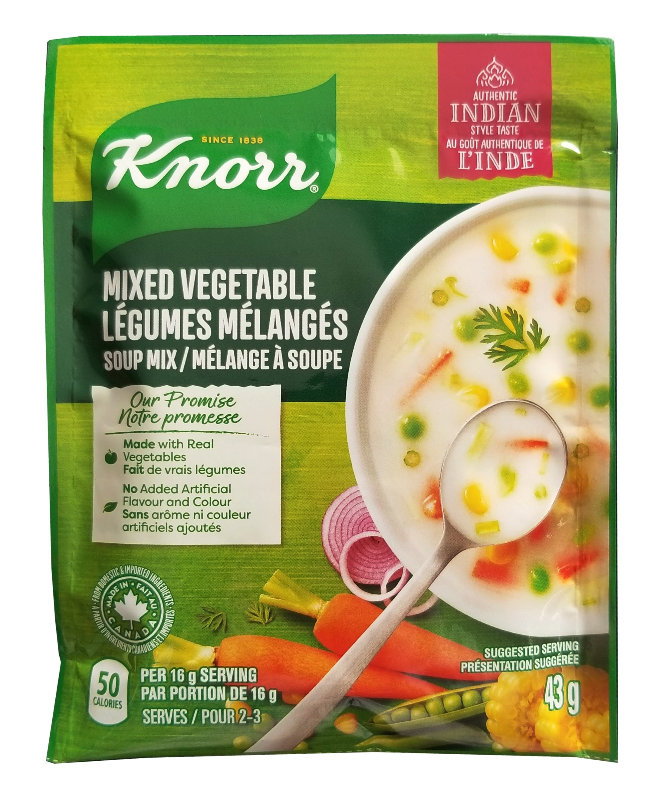 Knorr Mixed Vegetables Soup Mix, Authentic Indian Style Taste, 43g/1.5 oz. Pouch {Imported from