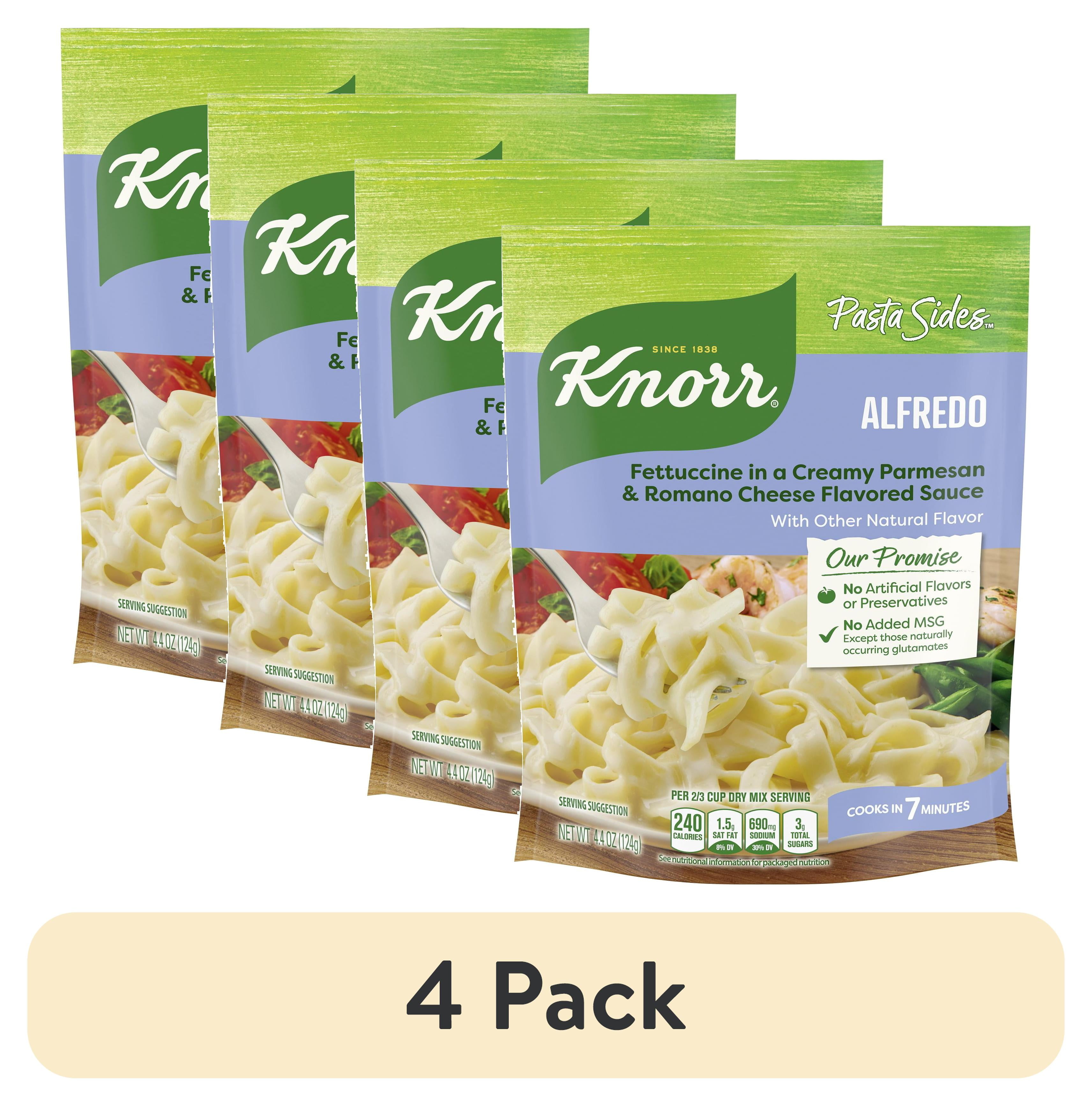 (4 pack) Knorr Pasta Sides No Artificial Flavors Fettuccine Alfredo Cooks in 7 Minutes, 4.4 oz