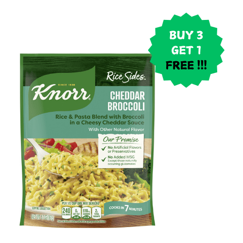 Knorr No Artificial Flavors Cheddar Broccoli Parboiled Instant Rice, 5.7 oz Regular Pouch (1 Pack)