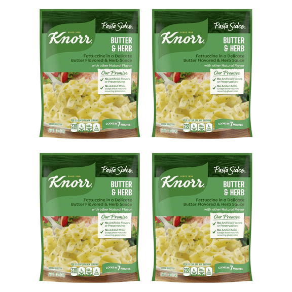 Knorr No Artificial Flavors Creamy Pesto Rotini Pasta Cooks in 12 Minutes, 4.1 oz Regular Pouch (Pack of 4)