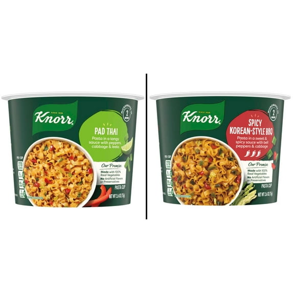 Knorr Pad Thai Pasta Cup 2.6 oz & Knorr Spicy Korean-Style BBQ Pasta Cup 2.6 oz