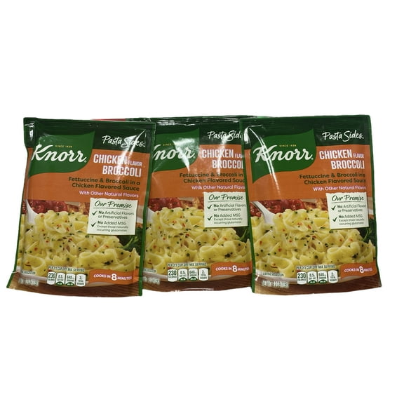 Knorr Pasta Side Dish, Chicken  Flavor Broccoli, 4.2 oz, Fettuccine & Broccoli in a Chicken Flavored Sauce with other Natural Flavors, Pack of 3
