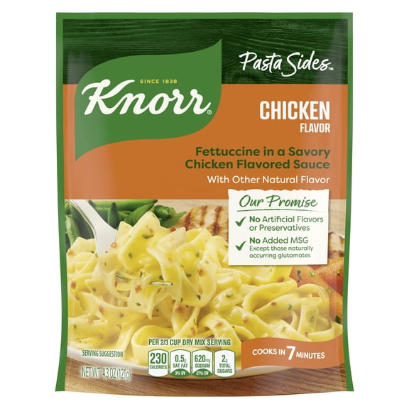 Knorr Pasta Sides Chicken Flavor Fettuccine Made with No Artificial Flavors, 4.3 Oz Pouch