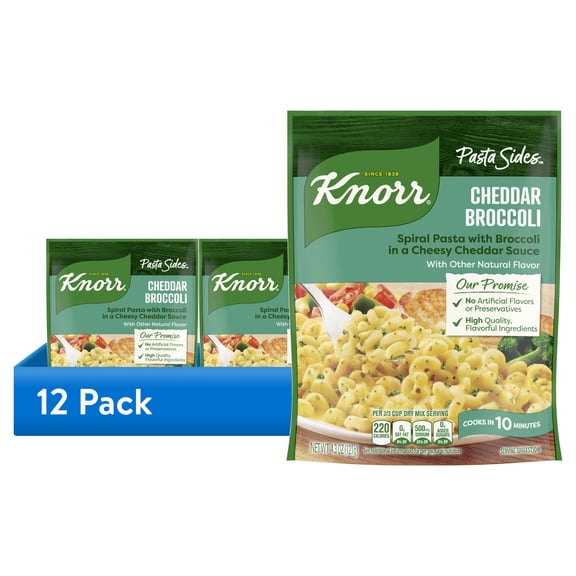 (12 pack) Knorr Pasta Sides Cheddar Broccoli Fusilli Made with No Artificial Flavors, 4.3 Oz Pouch