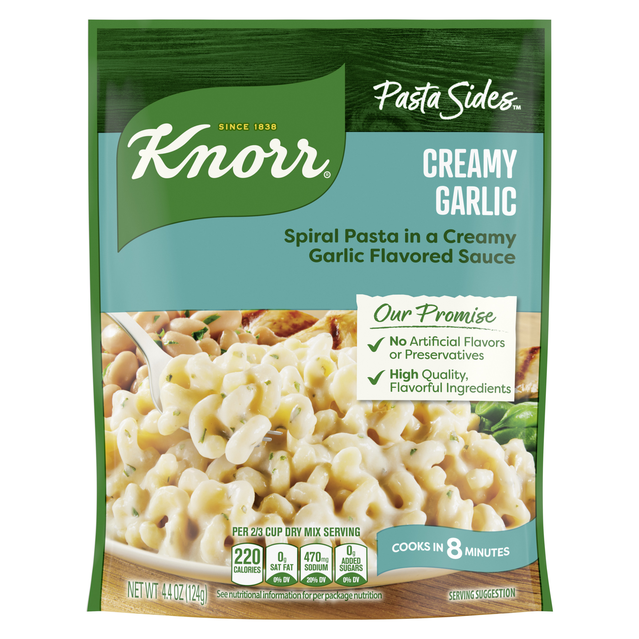 Knorr Pasta Sides Creamy Garlic Spiral Pasta 8 Minute Cook Time No 