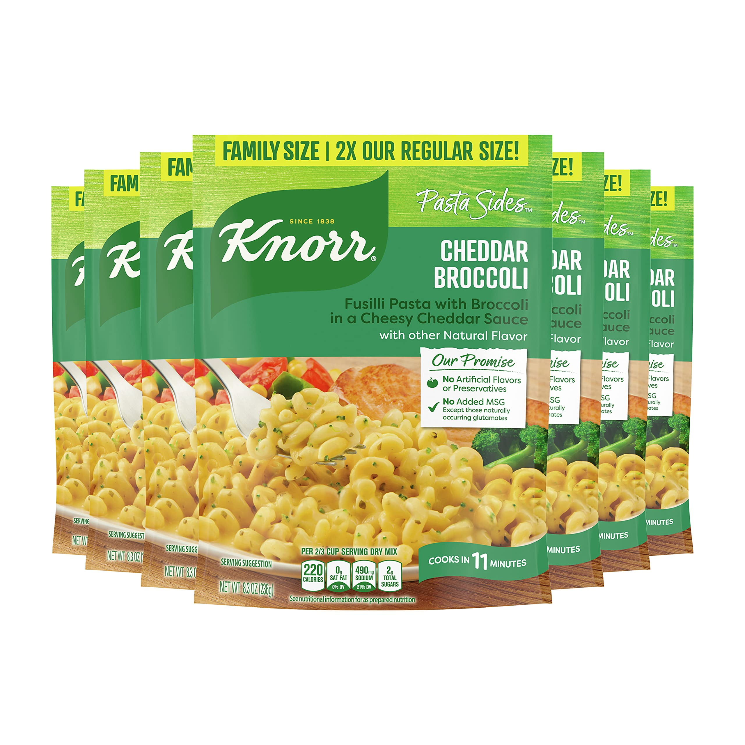 Knorr Pasta Sides SCH4&nbsp;7 count For a Tasty Pasta Side Dish Cheddar Broccoli Family Pack No Artificial Flavors or Preservatives 8.6 oz