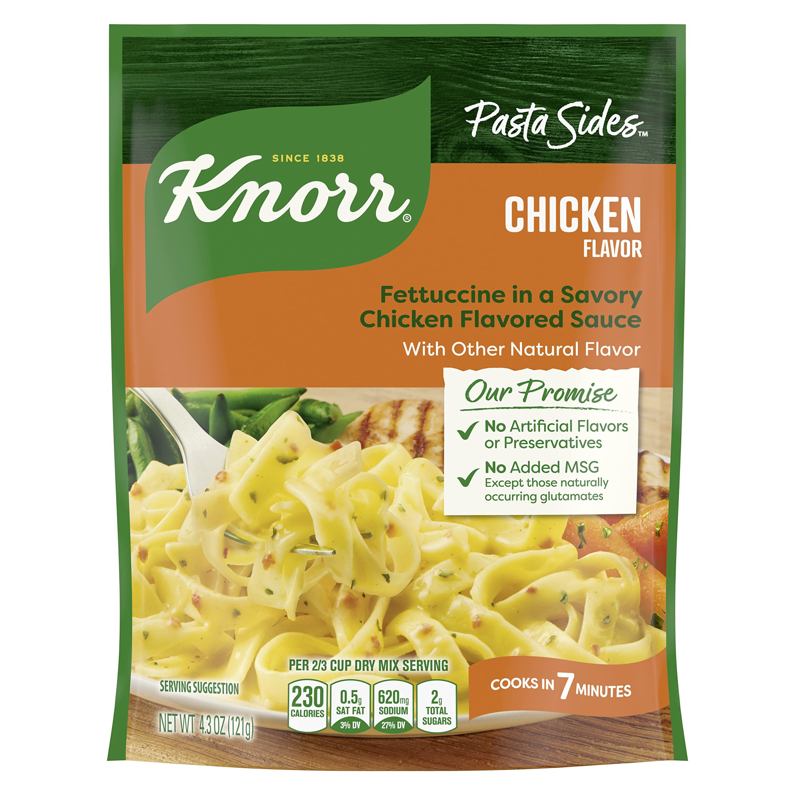 Knorr Pasta Sides For Delicious Quick Pasta Side Dishes Chicken Fettuccine No Artificial Flavors, No Preservatives, No Added Msg 4.3 Oz, Pack Of 12