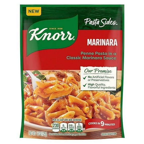 Knorr Pasta Sides Marinara Pasta No Artificial Flavors or Preservatives, 4.4 oz (Pack of 4)