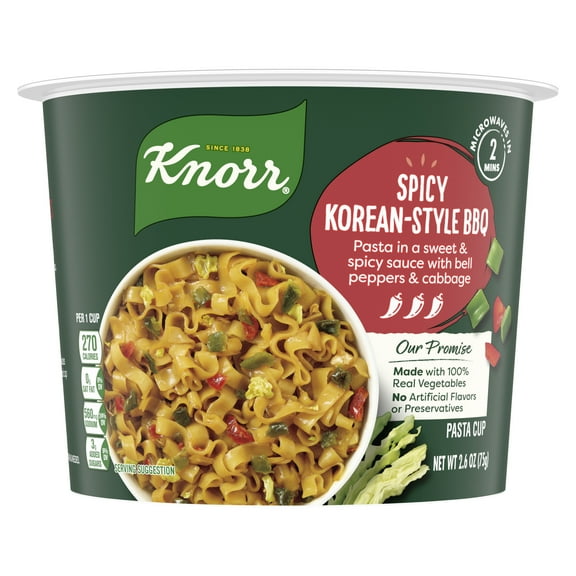 Knorr Pasta Sides Spicy Korean-Style BBQ Noodles Made with Real Vegetables, 2.6 Oz Cup