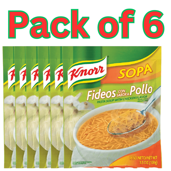 Knorr Pasta Soup Mix with Chicken Flavor, Fideos con Sabor a Pollo, 3.5 oz (Pack of 6)