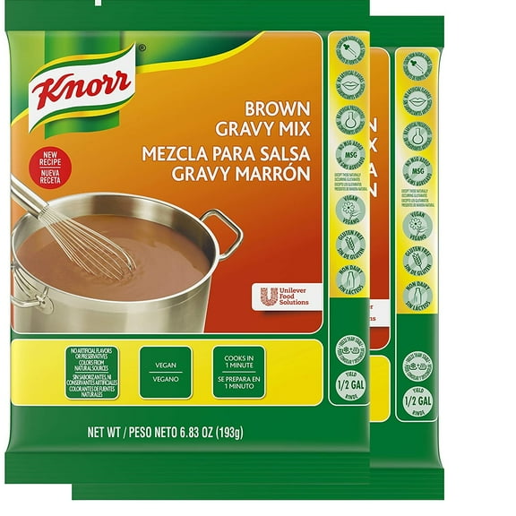 Knorr Professional Brown Gravy Mix Vegan, Gluten Free, No Artificial Flavors or Preservatives, No added MSG, Dairy Free,Colors from Natural Sources, 6.83 oz, Pack of 2