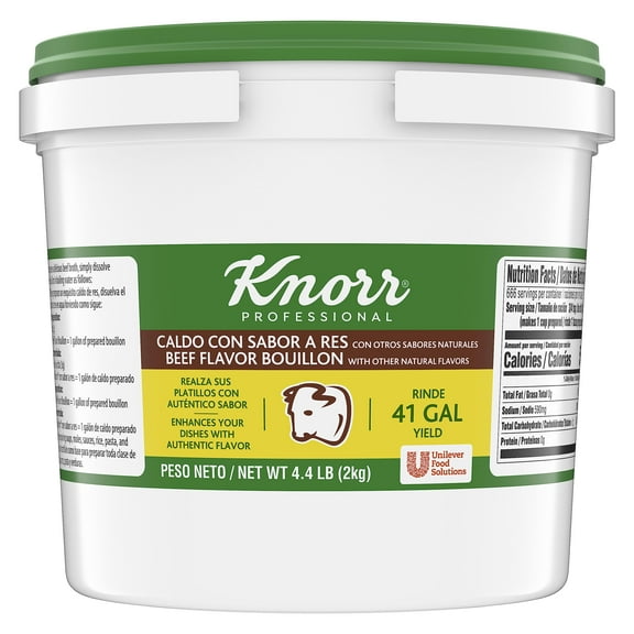Knorr Professional Caldo de Res, Beef Bouillon with Beef Flavor Granulated Base, Bouillon as a Base, Marinade, Flavor Enhancer, Shelf Stable Convenience, 0g Trans Fat, 4.4 lbs (Pack of 1)