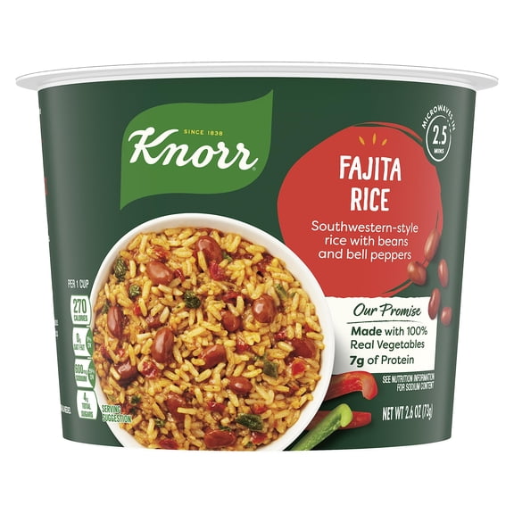 Knorr Rice Cup Fajita 8 Pack Delicious Rice Sides No Artificial Flavors, No Preservatives 2.6 Oz