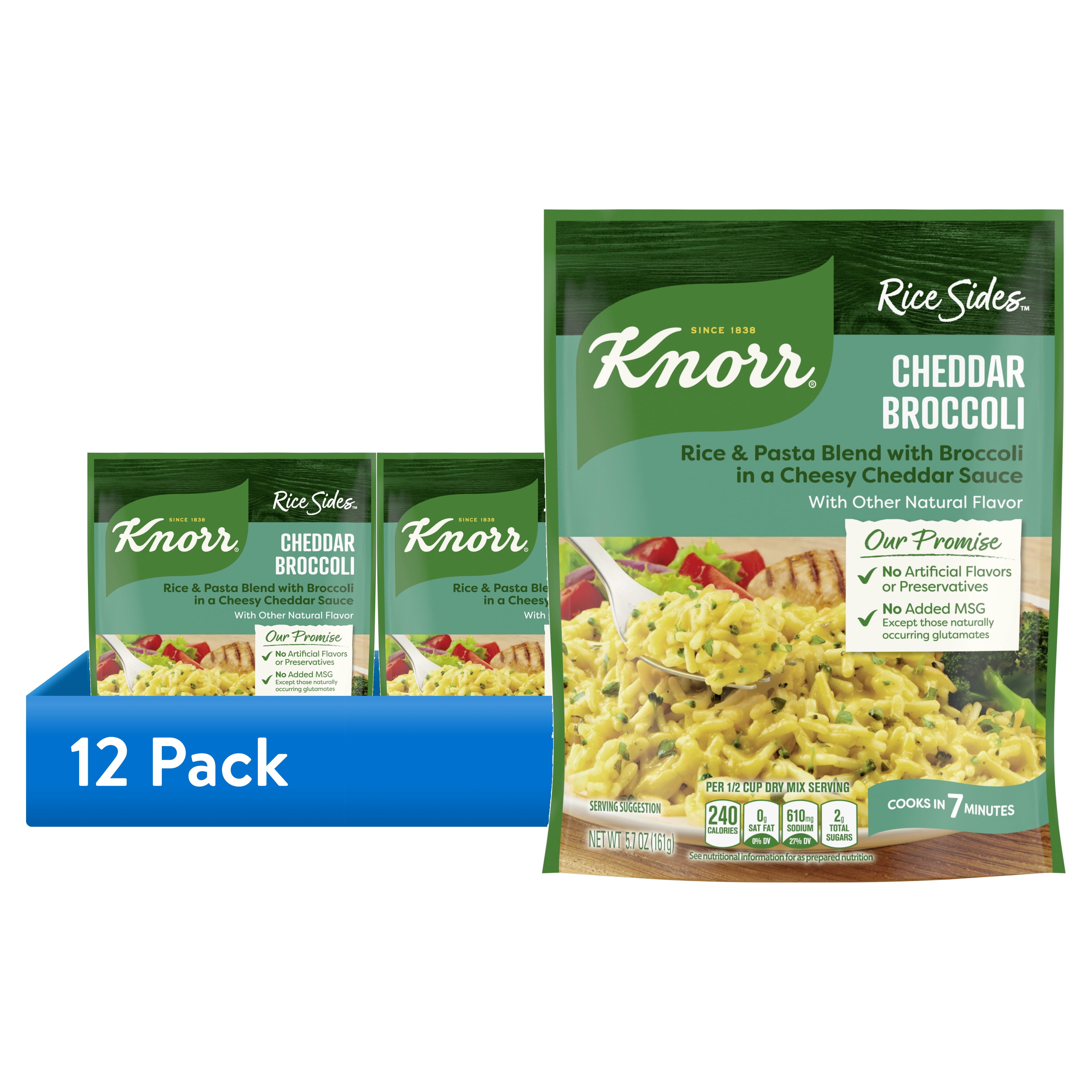 Walmart Coupons of (12 pack) Knorr No Artificial Flavors Cheddar Broccoli Parboiled Instant Rice, 5.7 oz Regular Pouch