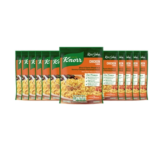 (12 pack) Knorr Chicken Flavor Rice Cooks in 7 Minutes, No Artificial Flavors, 5.6 oz Regular Pouch