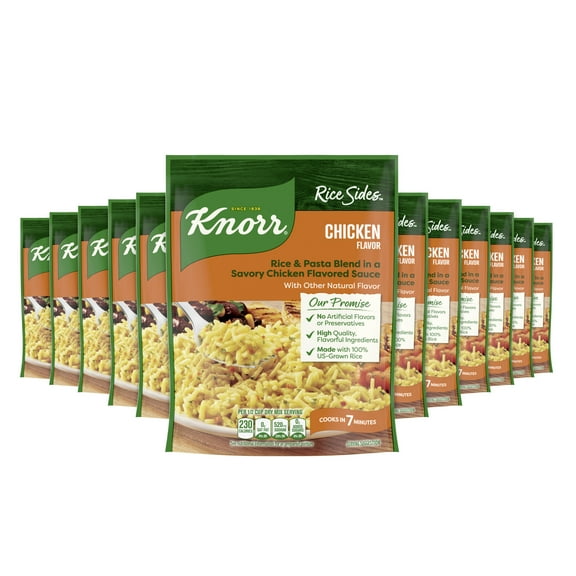 (12 pack) Knorr Rice Sides No Artificial Flavors Chicken Instant Rice, Cooks in 7 Minutes, 5.6 oz