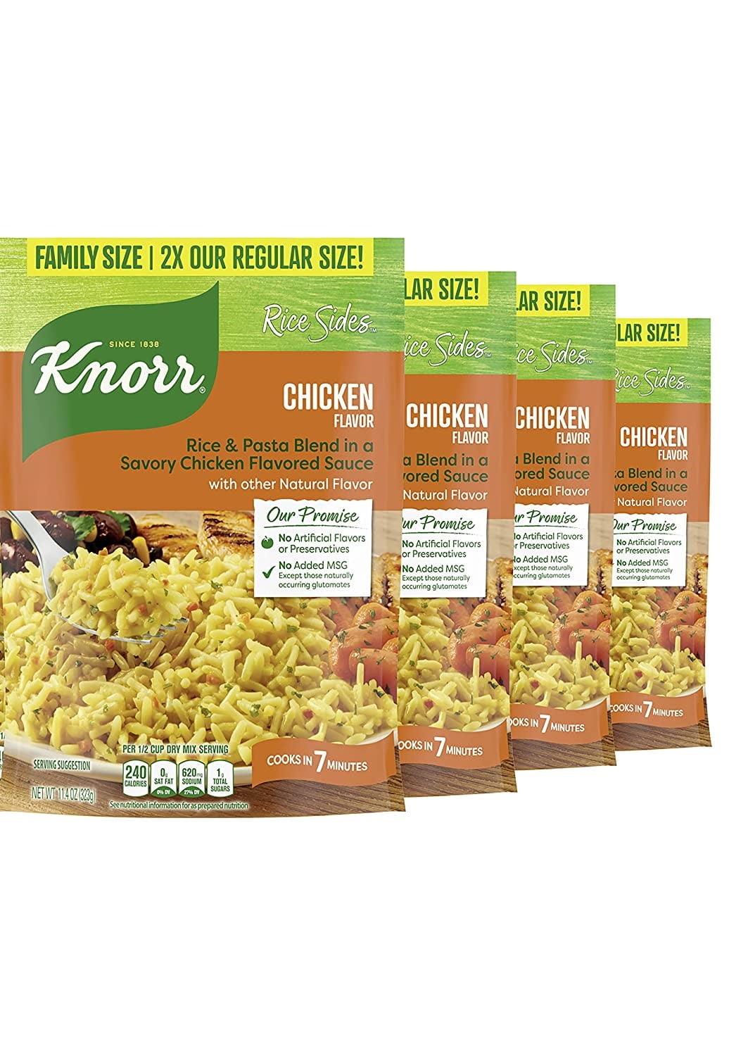 Knorr Rice Sides For a Delicious Easy Meal Chicken Long Grain Rice & Vermicelli Pasta Blend No Artificial Flavors 11.4 oz, 4 Count