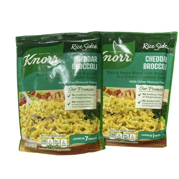 Knorr Rice Sides For a Tasty Rice Side Dish Cheddar Broccoli No Artificial Flavors, No Preservatives, No Added MSG 5.7 oz, Pack of 2