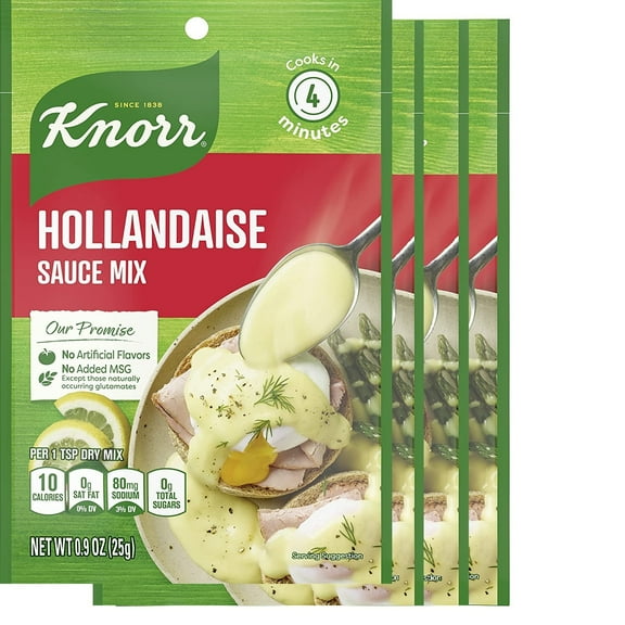 Knorr Sauce Mix Sauces For Simple Meals and Sides Hollandaise No Artificial Flavors, No Added MSG 0.9 oz, Pack of 4