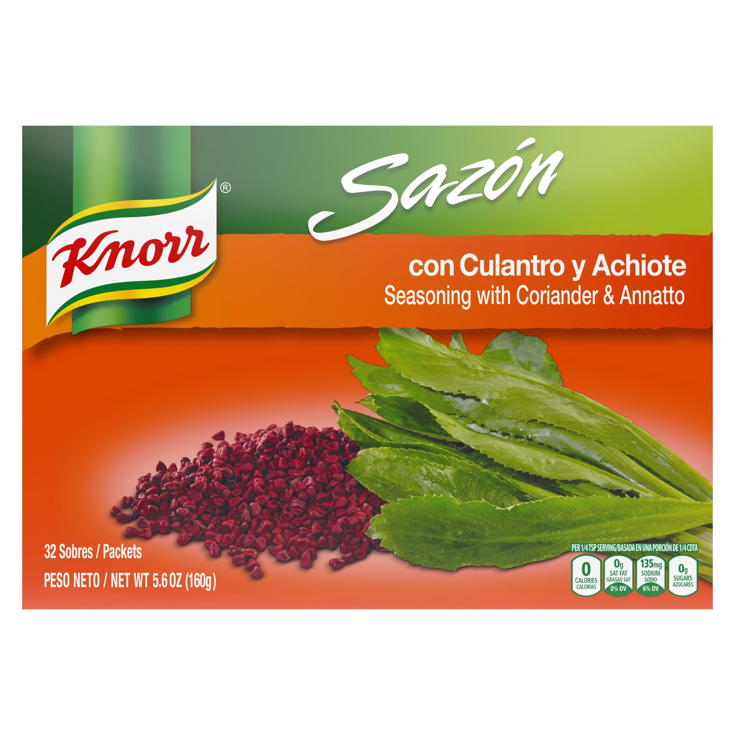 Knorr Sazón Flavorful Seasoning Cilantro and Achiote 5.6 oz, 32 ct