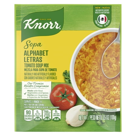 Knorr Sopa Soup Mix Tomato Soup with Alphabet Pasta Made with Real Vegetables and Spices 3.5 oz
