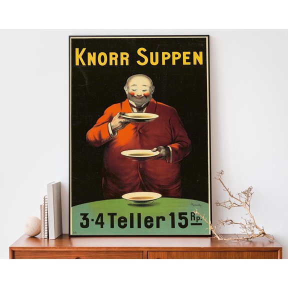 Knorr Suppen By Leonetto Cappiello, Vintage 1930S German Advertising Poster Print, Cool Poster Wall Art, Modern Wall Decor, 12x18 UNFRAMED