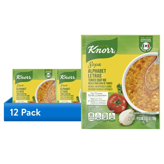 (12 pack) Knorr Sopa Tomato Alphabet Pasta Soup Mix, 3.5 oz