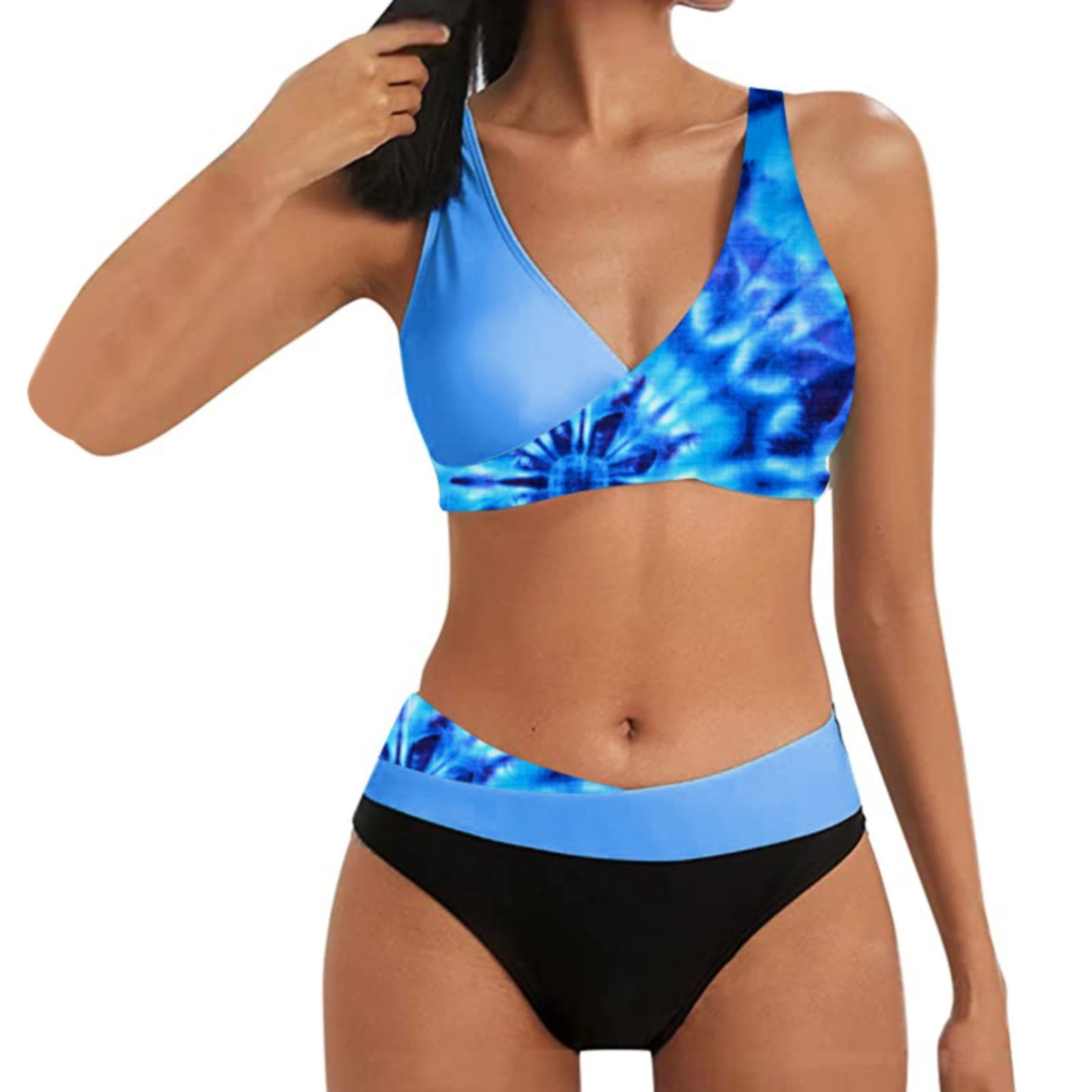 Knosfe Bikini Sets for Women 2024 Wrap TieDye Swimwear Summer Two