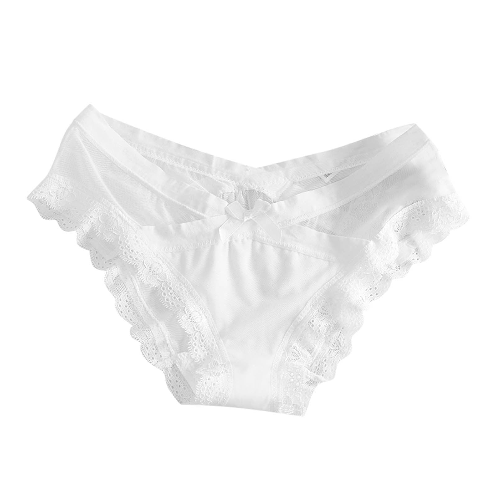 Knosfe Bikini Underwear for Women Plus Size Bowknot Lace Low Waisted Seamless Women Panties