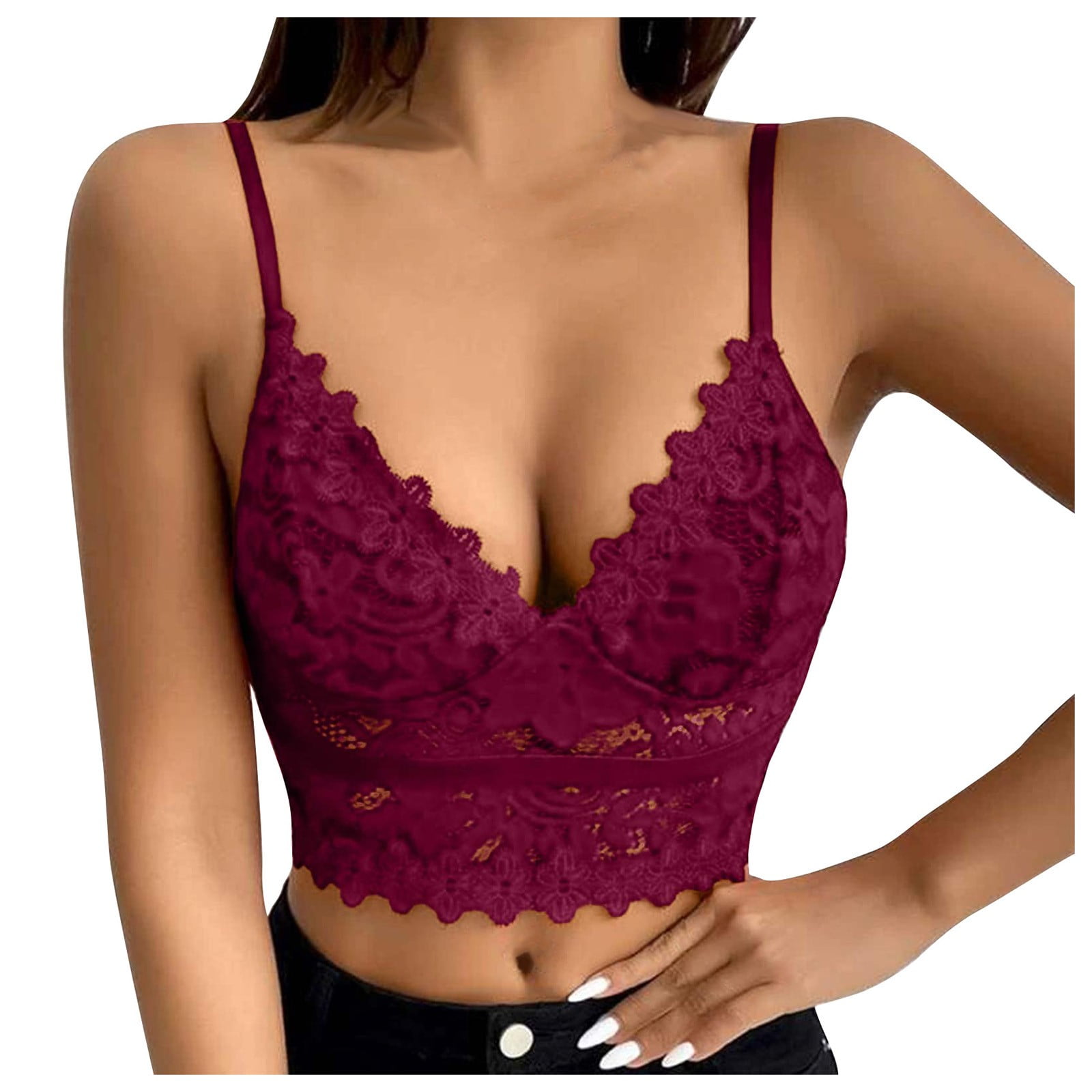 Knosfe Cami Lace Plus Size Wireless Bra for Women Comfort Support Bralette  2X-Large 