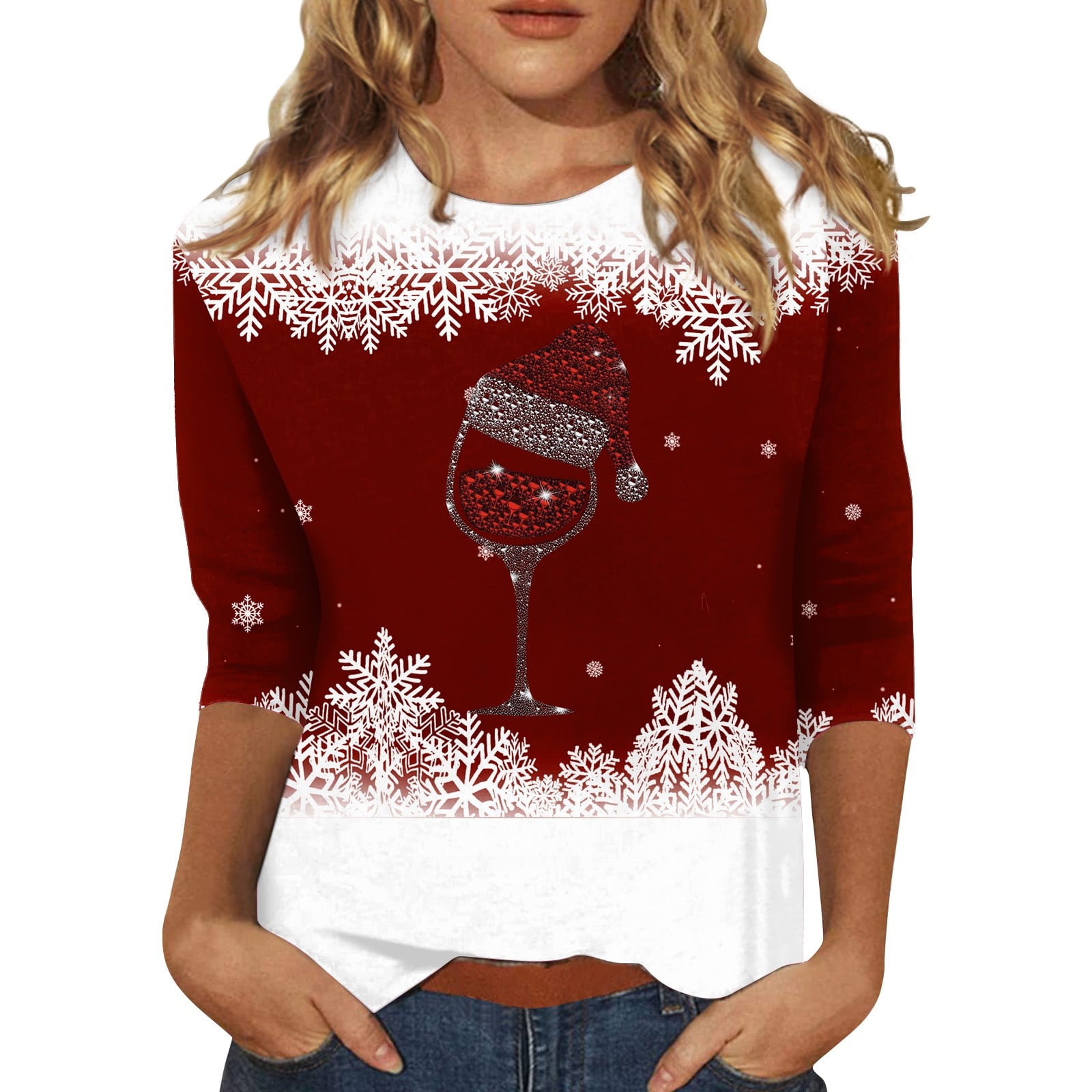 Knosfe Ladies Dressy Christmas Sweater Long Sleeve Crewneck Christmas Tree  Women Shirt Fall Novelty Trendy Tops for Teens Petite Casual Xmas  Sweatshirts Women Trendy Red M 