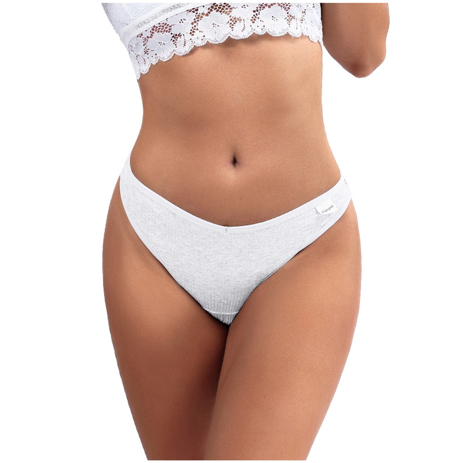 Knosfe Cute Panties for Teen Girls Seamless T-Back Cotton Low Waisted  Womens Plus Size Underwear Bikini White S 