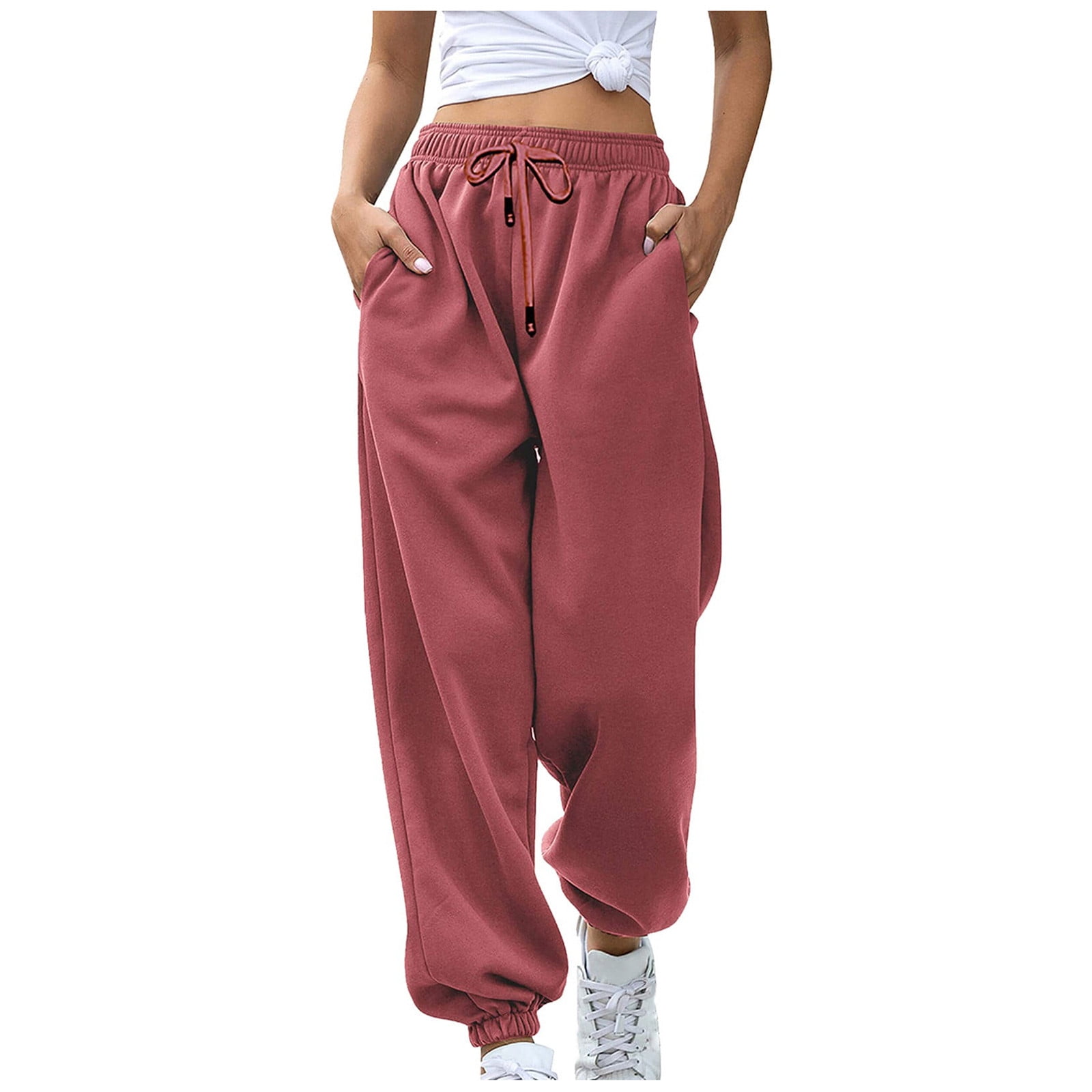 Knosfe Petite Sweatpants for Women Drawstring Cinch Bottom Running Cute  Sweatpants Teens High Waisted Teen Girls Women Joggers Wide Leg Comfortable  with Pockets Loose Baggy Pants Coffee M 