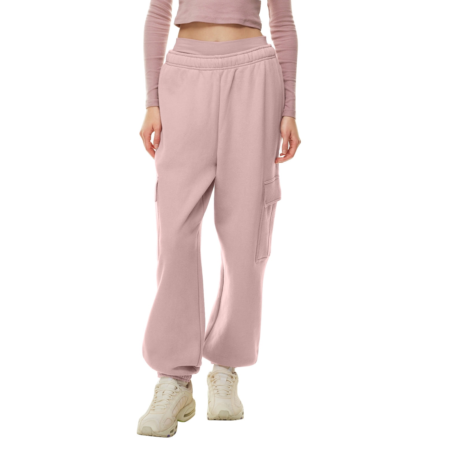 Qcmgmg High Waisted Sweatpants for Women Lounge Long Baggy Trendy Women  Cargo Pants Petite Joggers Sweatpants Soft Woman Straight Leg Fleece Lined  Winter Trousers with Pockets M 