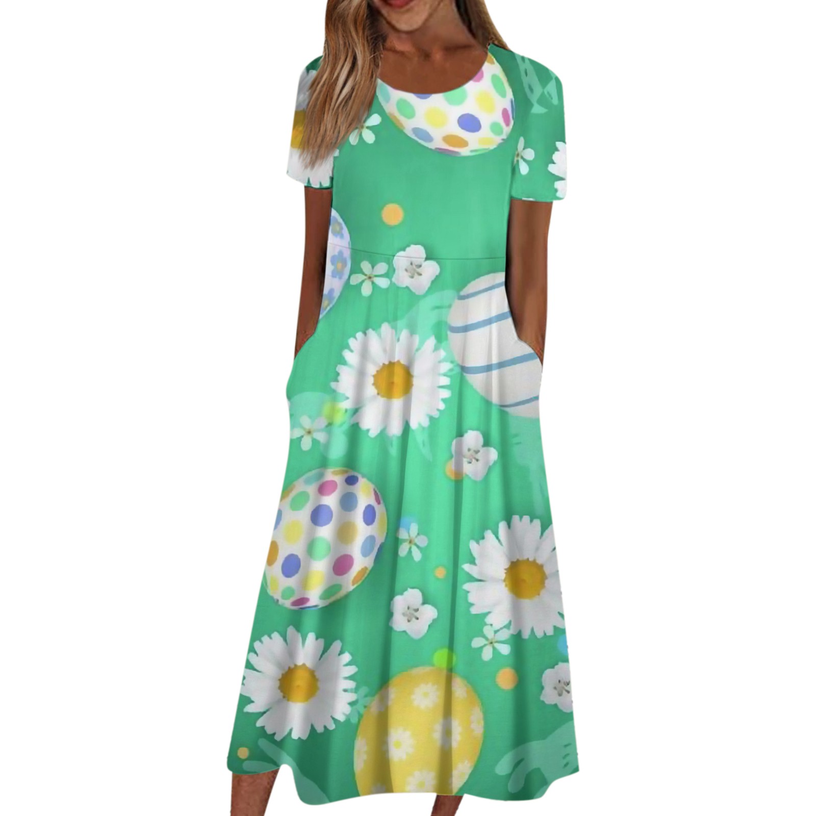 Knosfe Easter Dresses for Women Plus Size Rabbit Egg Boho 2024